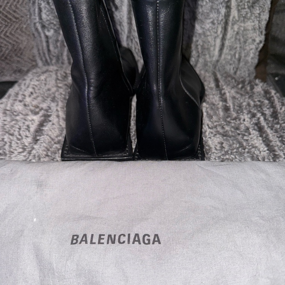 Balenciaga Black Leather Ankle Boots
